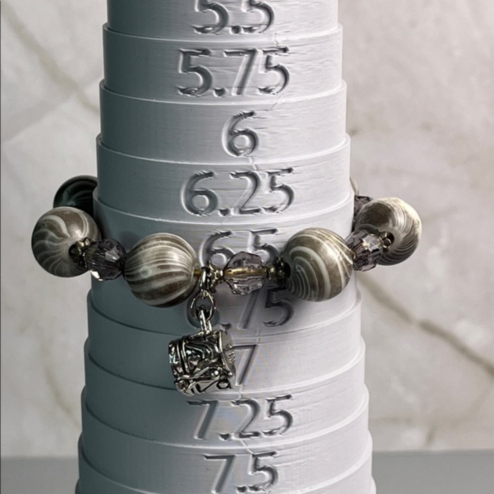Alexa's Angel Silver and Brown Beaded Prayer Locket Bracelet